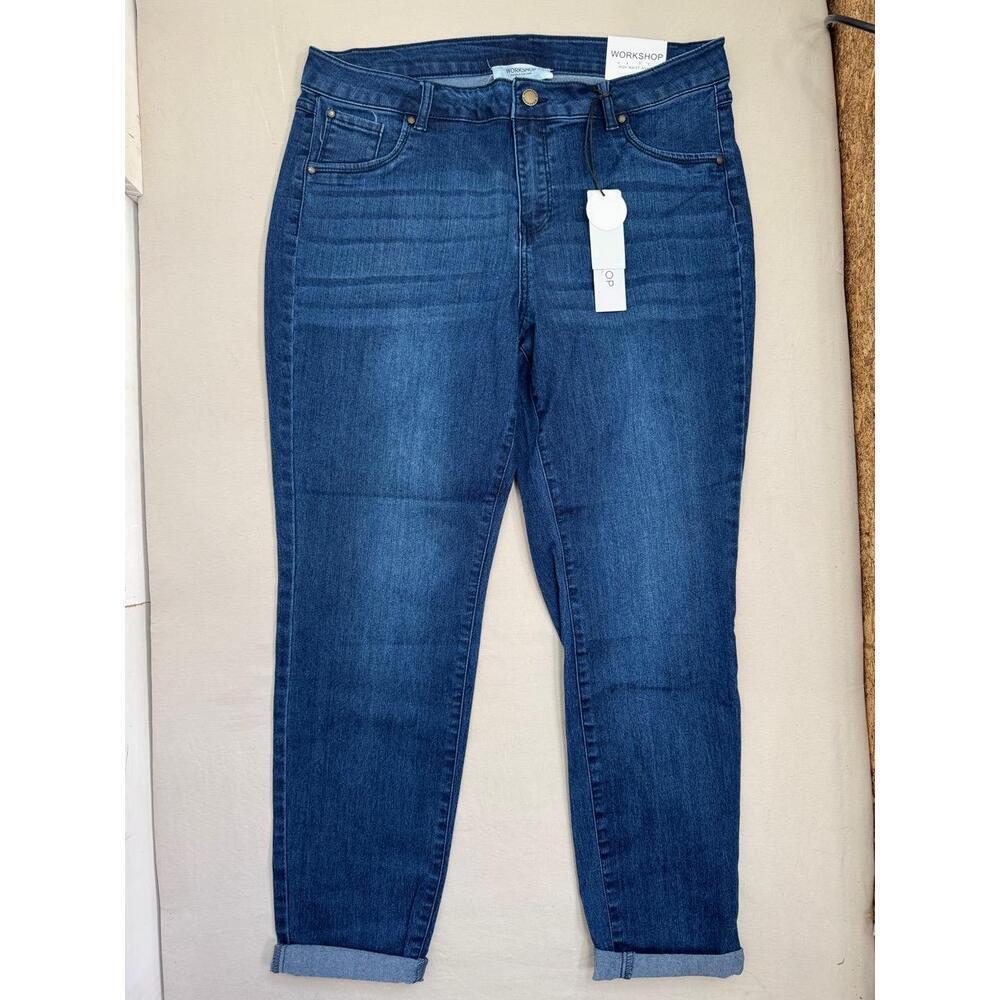 WORKSHOP Republic Womens Size 14 Med Dark Blue High Waist Skinny Ankle Stretchy - Picture 2 of 10